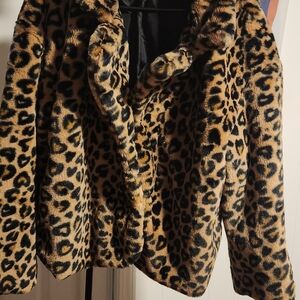 Stylish Leopard Print Teddy Jacket